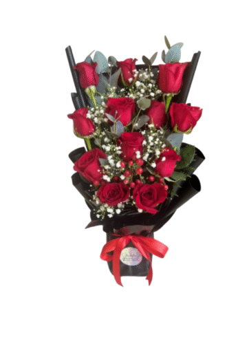Arreglo con Rosas Rojas y Eucalipto