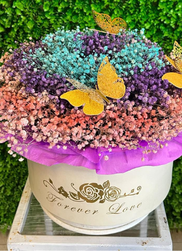 Box con Gypsophila seca multicolor