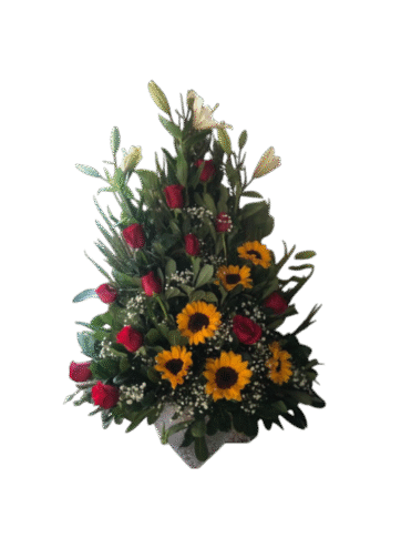 Arrimo con Rosas, Girasoles y Lilium