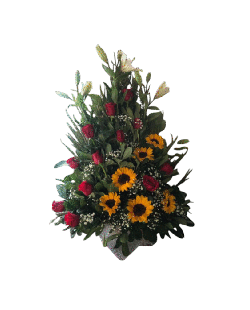 Arrimo con Rosas, Girasoles y Lilium