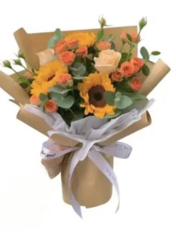 Ramo Mix de Girasoles y Rosas en Tonos Cálidos