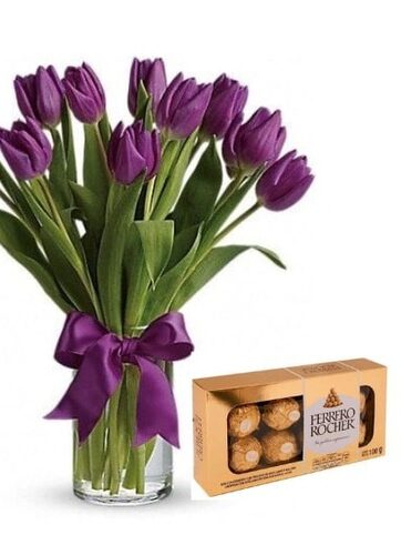 Tulipanes Morados con Bombones