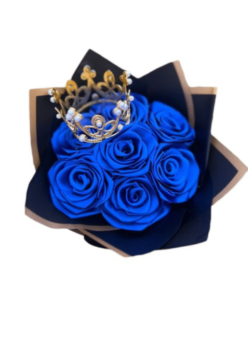 Ramo de Rosas de Jabón Azules con Corona