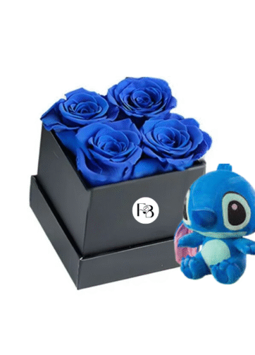 Box con Rosas Azules y Peluche