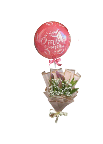 Ramo Elegante Con Tulipanes y Globo